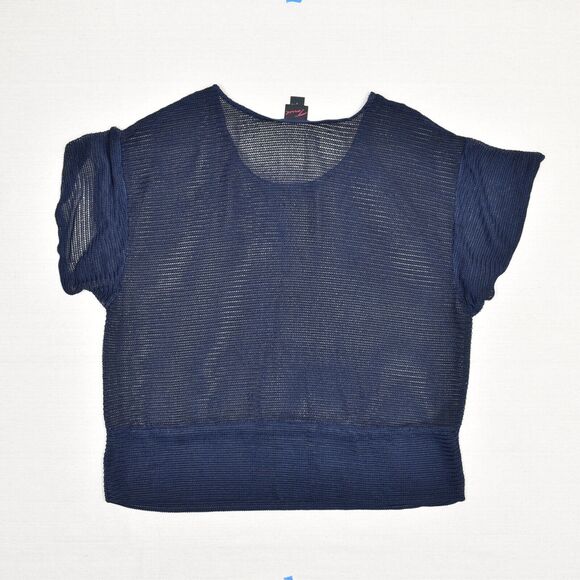 Torrid Women Blouse Knit Short Sleeve Solid Crew Neck Polyester Blue Plus Size 3 - Picture 3 of 8